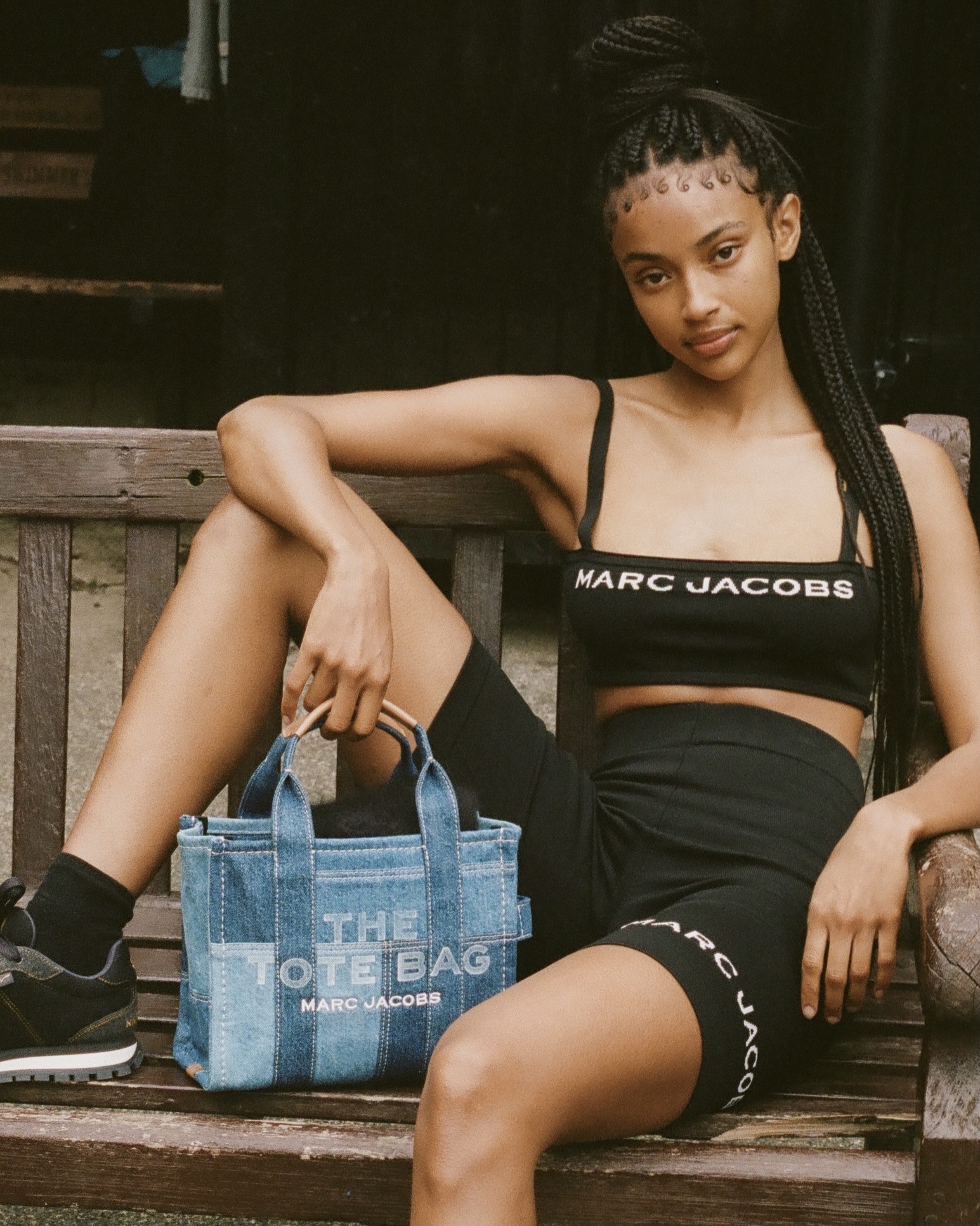 Marc Jacobs - Florrie wears THE DENIM CAMERA BAG. Shop now: https:// marcjacobs.social/thedenimcamerabag Photographed by Alexandra Gordienko  Styled by Danielle Emerson June 26, 2021 in London, England.