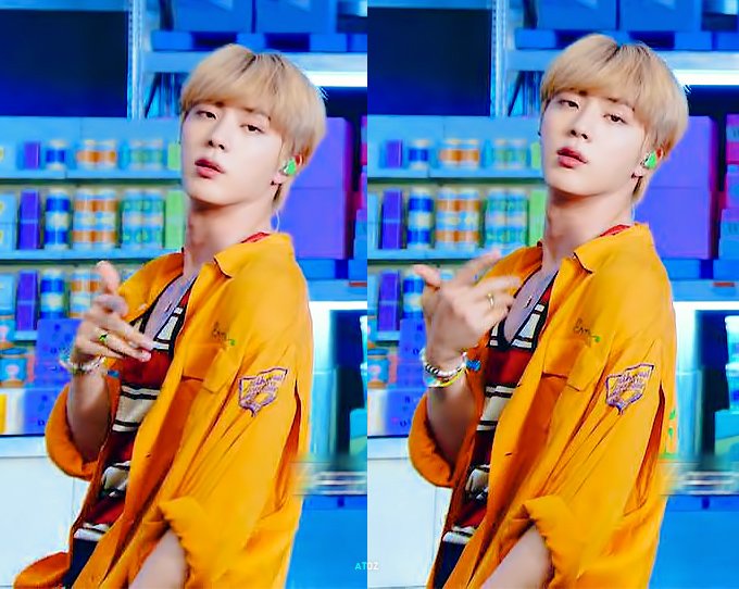 seokjinyeogiya's tweet image. omg so Seokjin went viral yesterday on FNS Music Festival as the third one from the left in a yellow/orange shirt and red-white tank top 🤩

they were blown away by seokjin&apos;s cuteness and his amazing performance 😍

#FNSでBTS #방탄소년단진 #진 #Jin #SEOKJIN #ジン @BTS_twt