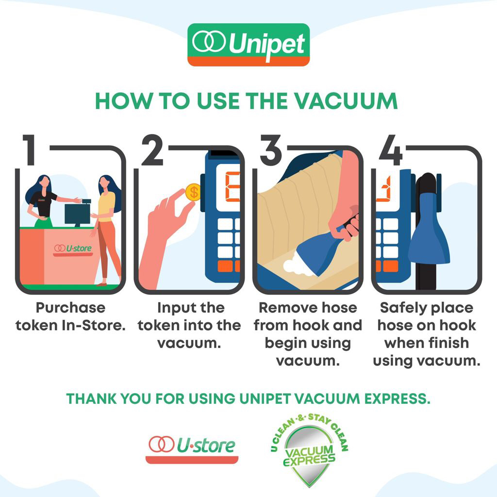 UnipetGroup's tweet photo. Easy to Access, Quick to Success!
•
•
Its literally easy as 1, 2, 3, 4! Check out the steps to utilize our Vacuum Services at our Brentwood Service Station.
•
•
•
#UnipetTT #UStoreTT #JustForU #MoreForU #Servicestation #Vacuum #Clean #Uclean #CarCare https://t.co/PcSXvqFBzH