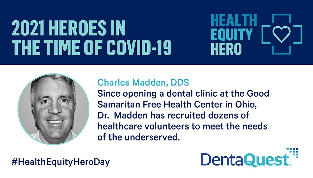 DentaQuest's tweet photo. Dr. Peter Charles Madden is a #HealthEquityHero for making sure dental care is available for uninsured people at The Good Samaritan Free Health Center.
https://t.co/TjXuVXAP2a https://t.co/F9XoBkaOYP