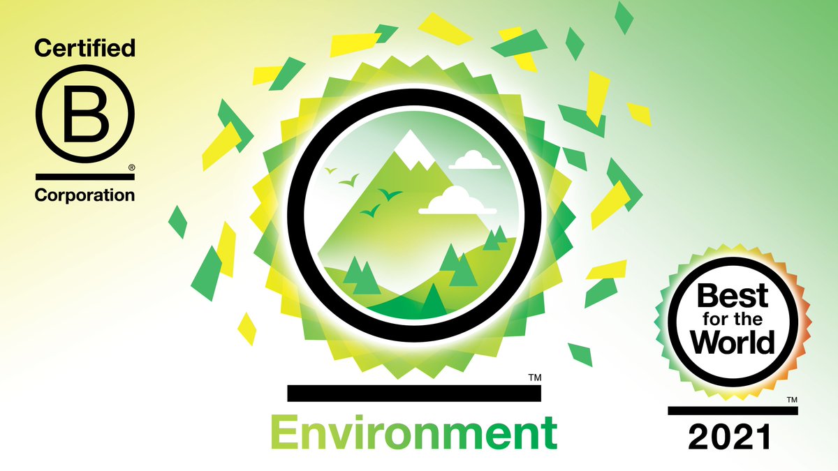 Incredibly proud to have been recognised as one of <a href="/BCorpUK/">B Corp UK</a> Best for the World – Environment, scoring in the top 5% of all B Corps globally! Congratulations to everyone who has been honoured bit.ly/3BaiDIy #BFTW2021