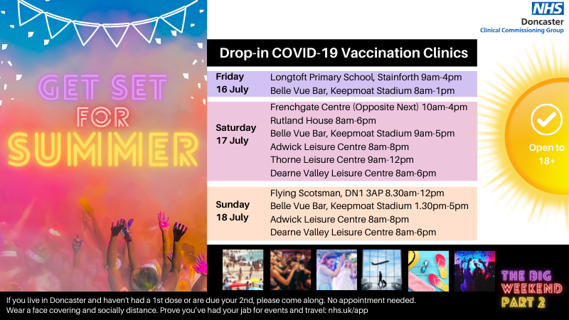 HealthCareDONC's tweet photo. Our records show there’s over 3,500 of you over the age of 60 in Doncaster who’ve not yet had a first Covid-19 vaccine! Please drop in to one of our open clinics across the borough this weekend. No appointment needed.
Do it for you, for your loved ones and for Doncaster! https://t.co/8McLQKiVJj