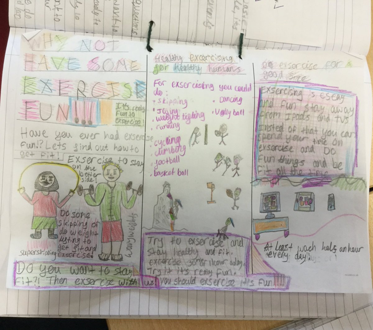 MrsValean's tweet photo. Ash class has used a multitude of features in their persuasive brochure, eye catching colours and appealing pictures in order to persuade us to have a healthy diet! Well done everyone! #writingiscentral @Centralprimary https://t.co/JTpTWfPaxR
