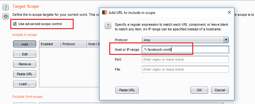 AgarwalJuli's tweet photo. How to add subdomain in burpsuite?
1) Go to target-> Scope-> Use advance scope control-> add
2) Add Host regex:  .*\.facebook\.com$
3) go to Site map-> Show only in-scope items
4) All subdomains of https://t.co/GGaWmjIcgX added :)
@Burp_Suite @WebSecAcademy
 #security #Pentesting https://t.co/HHMLp7USz3