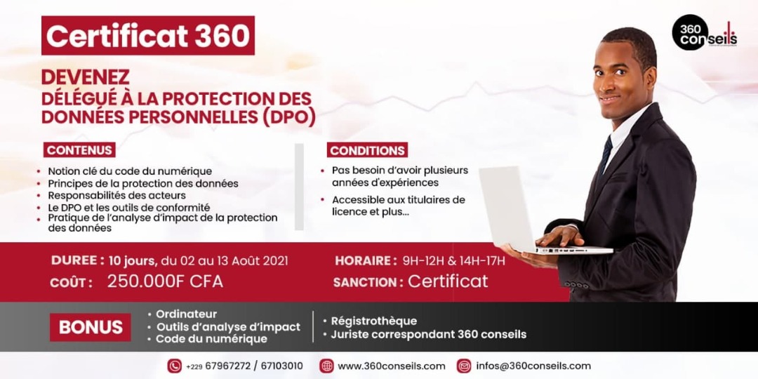 360Conseils's tweet photo. La protection des données n'est plus un vain mot. 
La nécessité de se former pour une meilleure protection est toute aussi actuelle.
Prenez part à la toute première formation certifiante de délégué à la protection des données à caractère personnel.
#DPO https://t.co/tvOYvrJdFa