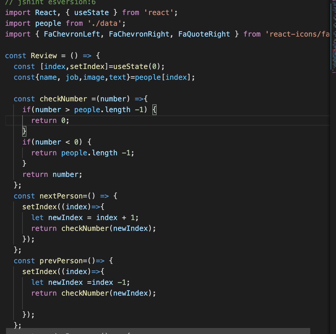 BlenMaru's tweet photo. Day 19 of #100DaysOfCode...continued with my React Hook exercises on displaying the previous and next person with a random person functionality. https://t.co/5ho4NHMYTm