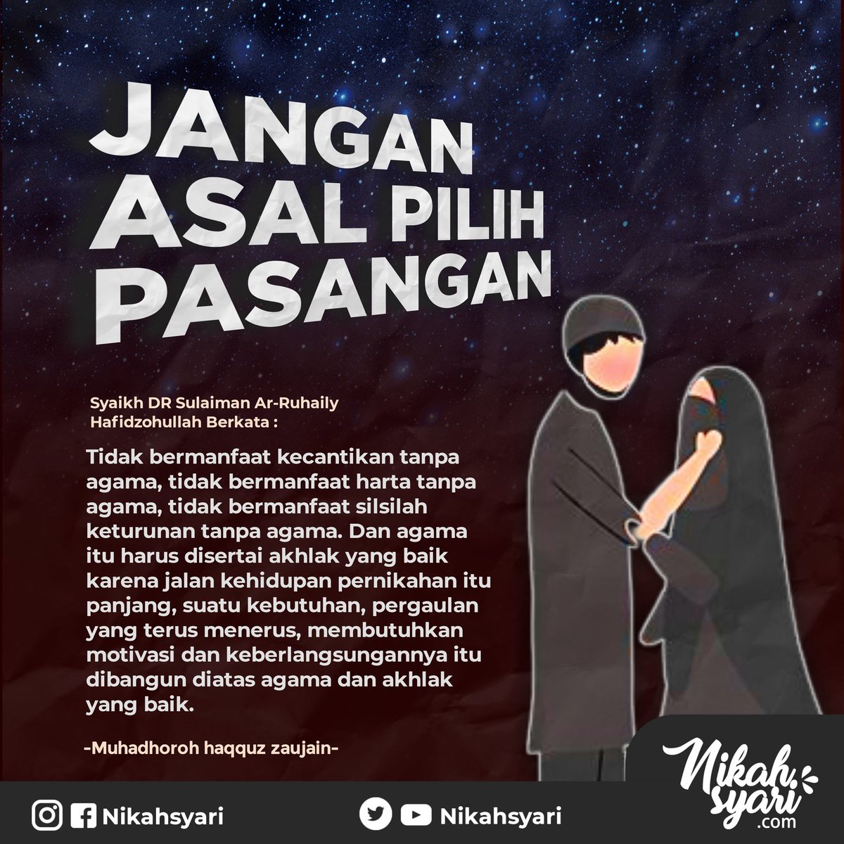 NikahSyari's tweet photo. https://t.co/wLCaf8PZPe.
.
JANGAN ASAL PILIH PASANGAN.
.
.....
#Pernikahan #Cinta #Manajemen #RumahTangga #Diklat #Pelatihan #semangatmenikah #kajianmenikah #yukmenikah #seminarnikah #kursusnikah #kursuspranikah #kuliahnikah #NikahSyari #FollowMe #NikahSyari.com 📷 nikahsyari https://t.co/YrcwYIwYj3