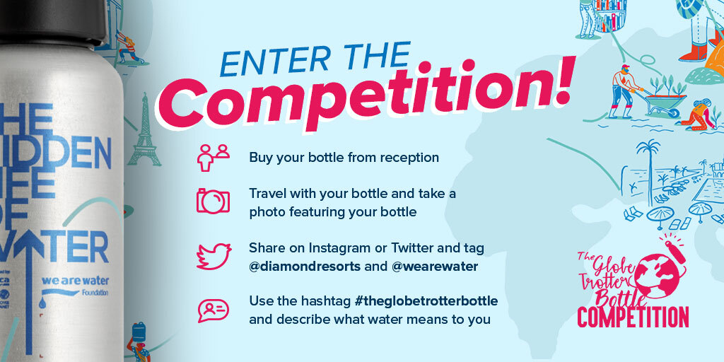 Excited to partner with <a href="/wearewater/">We Are Water Foundation</a> for #TheGlobeTrotter Competition! Let's work to create a better world with every vacation by showing support for sustainable and responsible tourism. 🌍💙

Participation details: communications.diamondresorts.com/21/06/6403/ind…