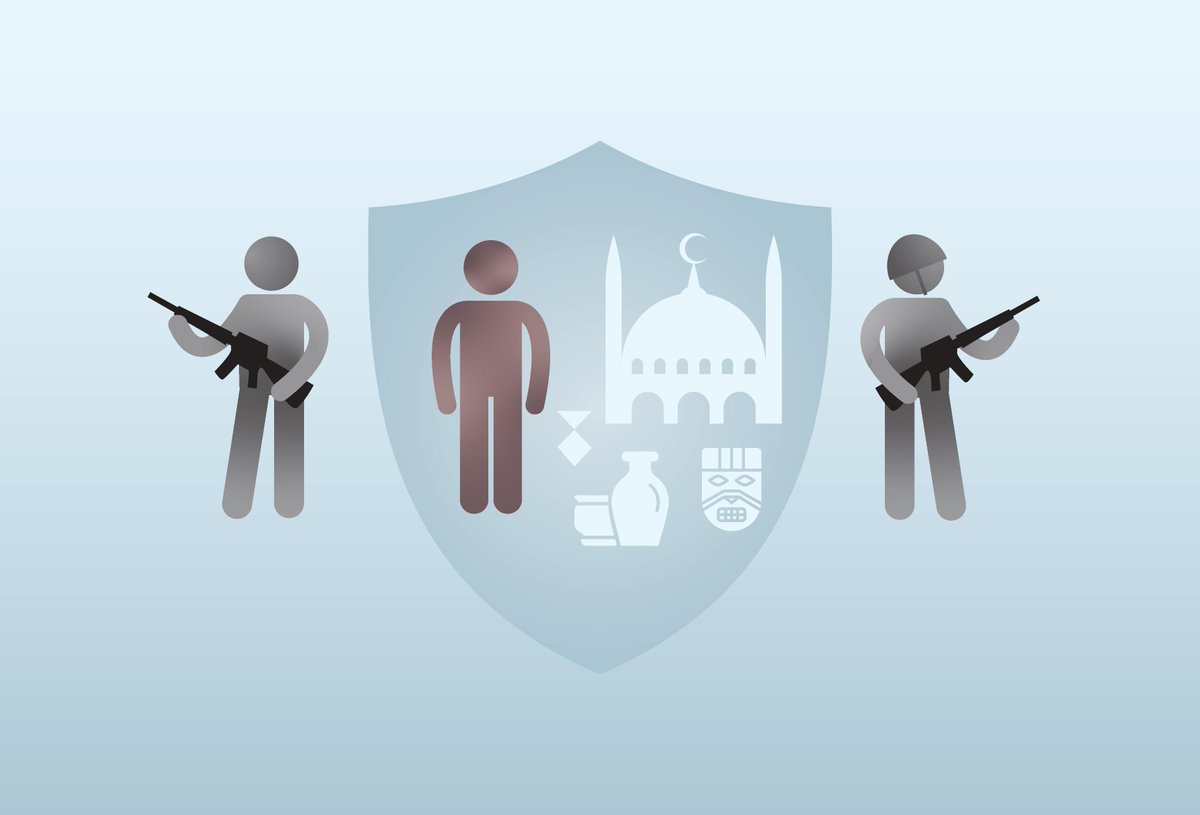 GenevaCallSYR's tweet photo. #Cultural_property such as places of #worship, #museums, #archeological sites, and works of art are protected and shall not be attacked or used for military purposes. #Cultural_heritage professionals are protected and #civilians may work with them to protect cultural property. https://t.co/pPlg14XRQr