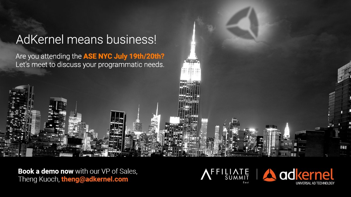 adkernel's tweet image. Are you attending the ASE NYC July 19th/20th? We continue to improve our solutions to help our customers grow. Ask us about AdKernel&apos;s new features. @tkuoch #AffiliateMarketing