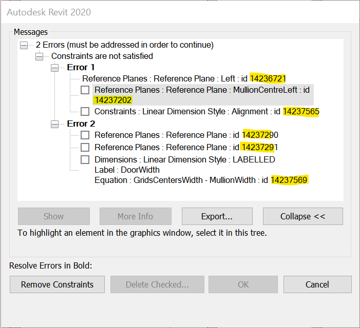 BIM4GIB's tweet photo. Please sign my petition. I just want to be able to copy element id numbers to clipboard from the expanded error message dialogs. I dont want to export to html or write them down manually :(  https://t.co/YYxFGS4RO5 https://t.co/P0uqoC3RCP