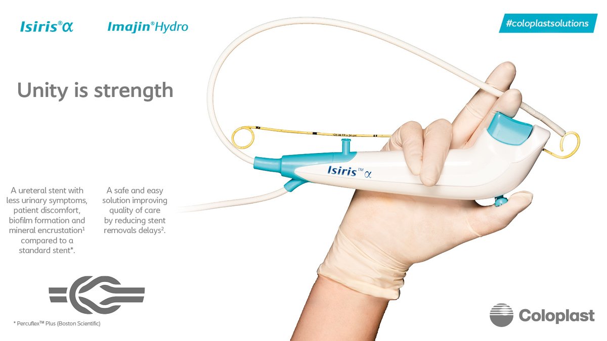 CP_Endourology's tweet photo. 𝗨𝗻𝗶𝘁𝘆 𝗶𝘀 𝘀𝘁𝗿𝗲𝗻𝗴𝘁𝗵
#ImaJin®Hydro and #Isiris®α together allow an optimization of stent management care for your patients¹ ² https://t.co/qHE2GhBsXr
To learn more, visit:
➡️https://t.co/OdUDN4zX8u ➡️https://t.co/0kaTUGd1rJ
#ColoplastSolutions #ureteralstents https://t.co/VIMjesKG3u