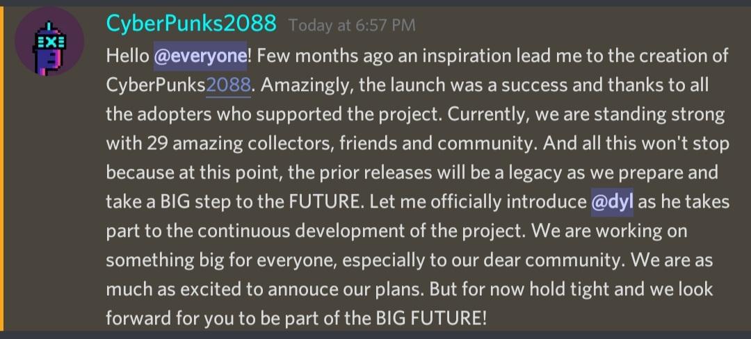 NFTCyberPunks's tweet image. It's not too late to be part of a BIG FUTURE!
🦾 discord.gg/PC3bthGRWg
🦾 opensea.io/collection/cyb…

@MaybeFungible @rounikun 
#NFT #nftart #NFTcollector #NFTcommunity