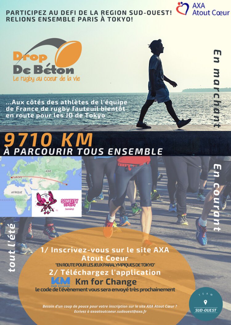 🆕❗️Nouvelle action des bénévoles @AXAAtoutCoeur pr @dropdebeton, fil rouge <a href="/AXAFrance/">AXA France</a> SO 2021. On s’inscrit, on charge l’app’ et on chausse ses baskets👟durant tout l’été! Amis sportifs solidaires, prêts à exploser le compteur pour rallier Tokyo &amp; soutenir nos champions?🏉♿️🇫🇷