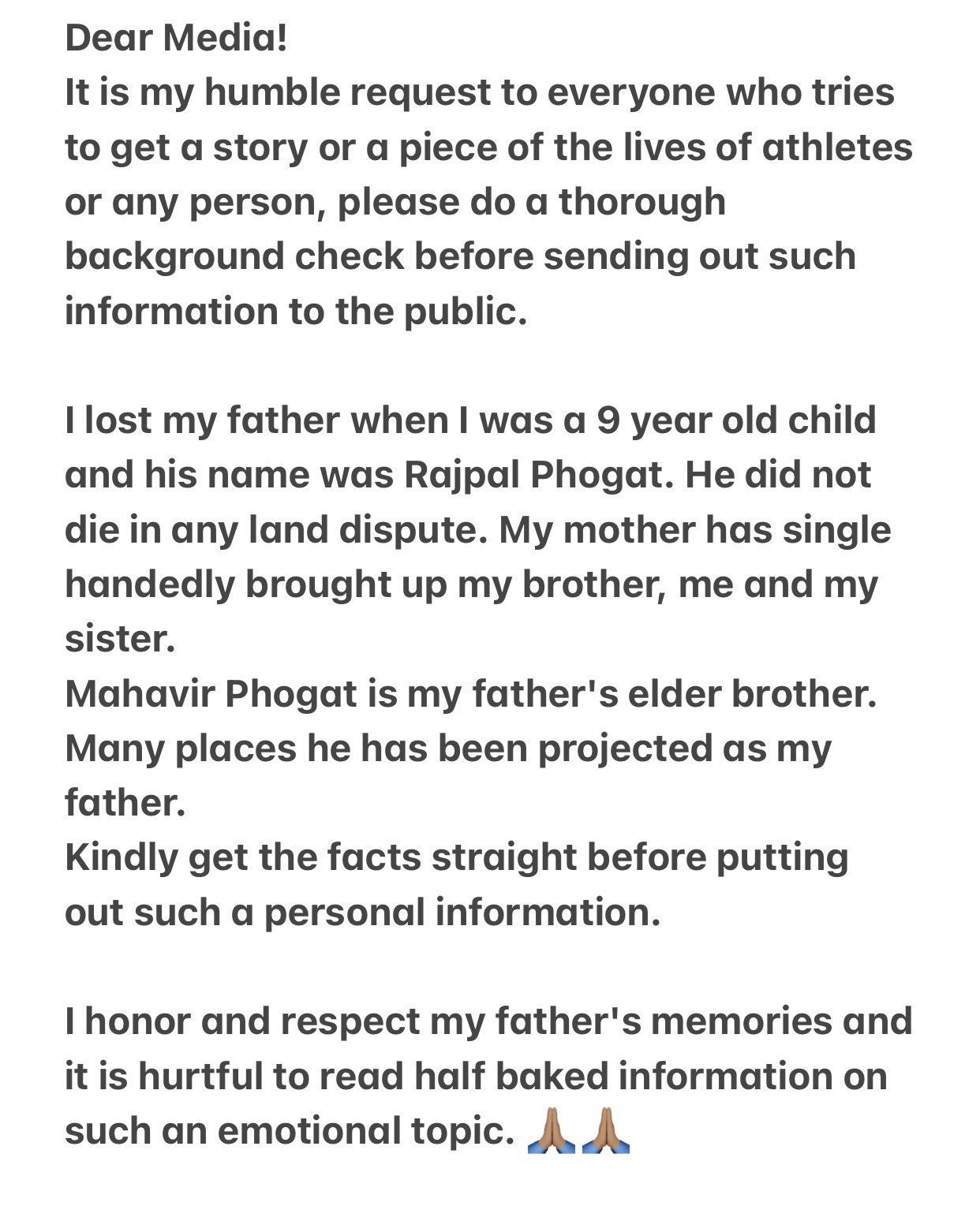 Vinesh Phogat on Twitter "A request to media people 🙏 https//t.co