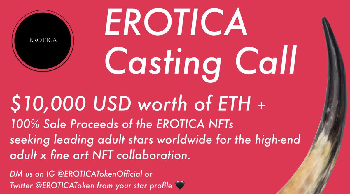 @EROTICAToken #NFT collaboration CASTING CALL…

@realmiamelano @sofiryanxoxo @DillionHarper @AlenaCroftxxx @littlereislin_ @_SolaZola_ @AllisonParker22 @AmberChase @IAmAddieAndrews @AVNawards @sunjaysummers @AngelikaGrays @MiaMalkova @KylerQuinnPorn @EvaElfie @KSLibraryGirl @LanaRhodess