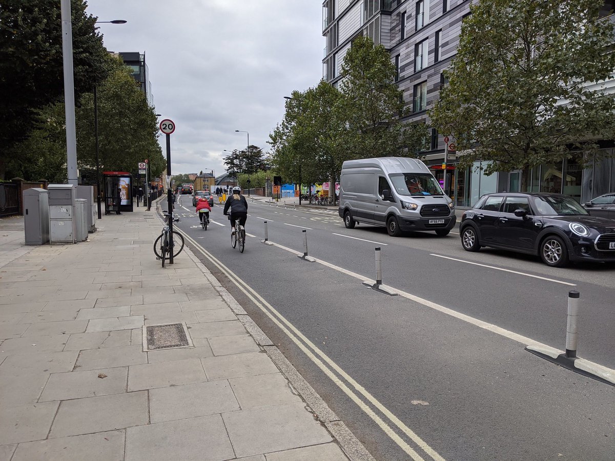 Good to have these protected cycle tracks on York Way and the new bus lane on Camden Park Road and Torriano Avenue for journeys from Kings Cross to east Kentish Town.