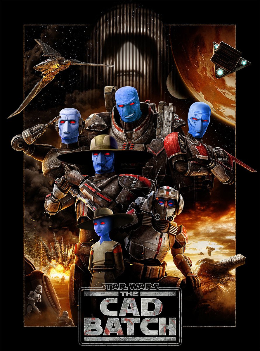 WookieeNews's tweet image. Las Guerras Clon han terminado. Un grupo de clones mejorados del famoso cazarrecompensas Cad Bane, busca su sitio en la galaxia ellos son ¡The Cad Batch!

🎨 reddit.com/user/Alzarahn/
