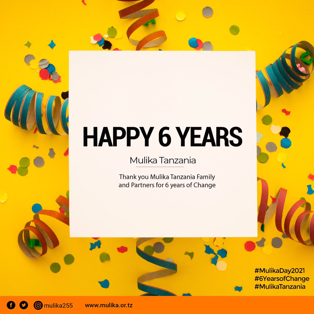 As we celebrate 6 years of change and prosperity, We would like to extend our warm regards to everyone partaking in our growth. We appreciate your efforts and everything. Cheers 🥂 #MulikaDay2021 #6YearsofChange #MulikaTanzania