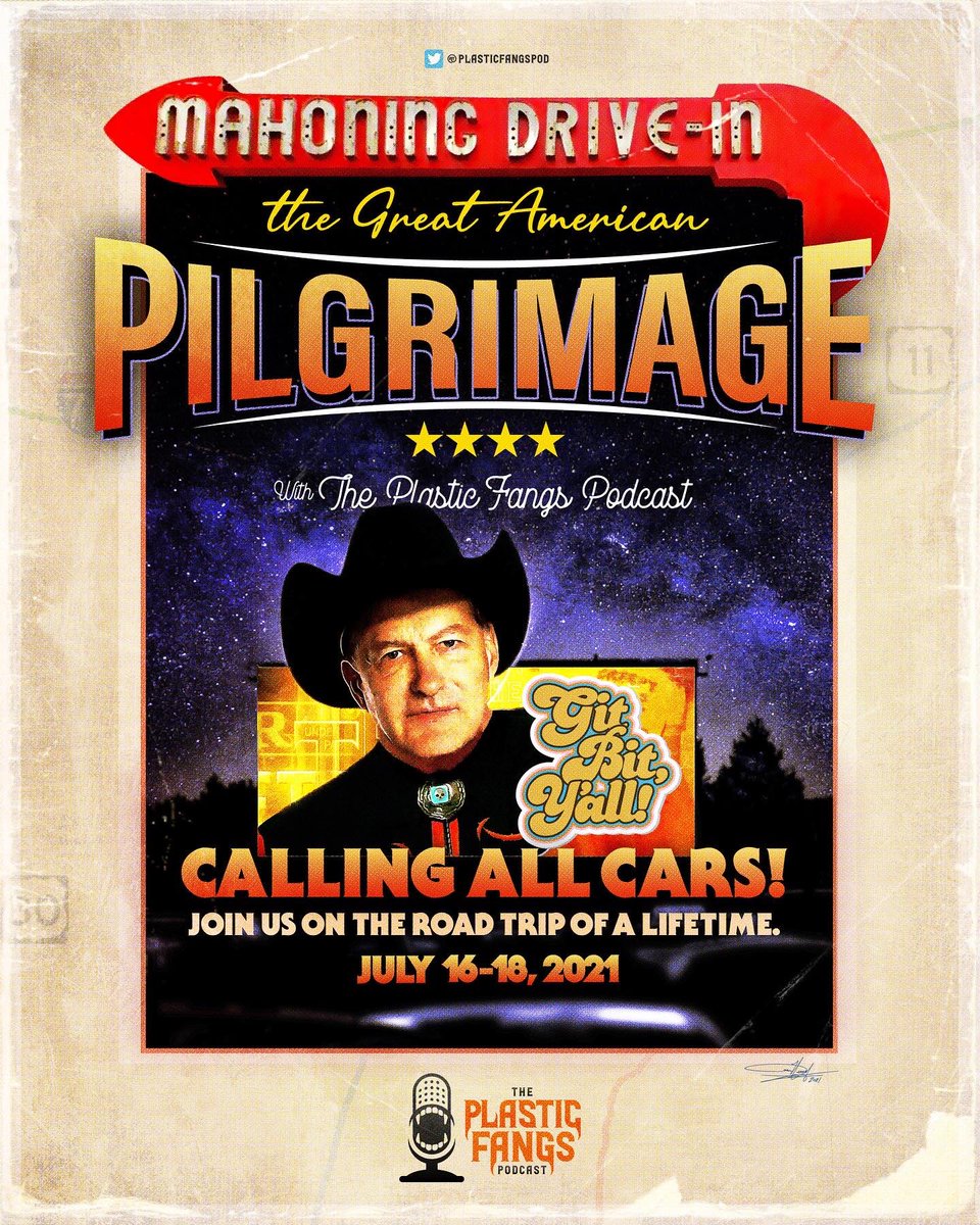 We’re on our way to <a href="/MahoningDIT/">The Mahoning Drive-In Theater</a> for #JoeBobsJamboree <a href="/kinky_horror/">Diana “Darcy the Mail Ghoul” Prince 🎃💌</a> <a href="/therealjoebob/">Joe Bob Briggs</a> <a href="/SetDarcyFree/">Darcy T. Mailgrrrl</a> #getbit #MutantFam #horrorpodfam #savethemahoning