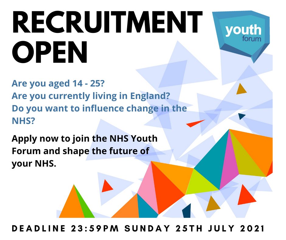 NHSEYouthForum's tweet photo. Deadline extended! You now have until Sunday 25th July to apply to join us and help shape young people's healthcare with @NHSEngland.  
Find out more: https://t.co/LKoeodVOyR https://t.co/jbyND3c4vW