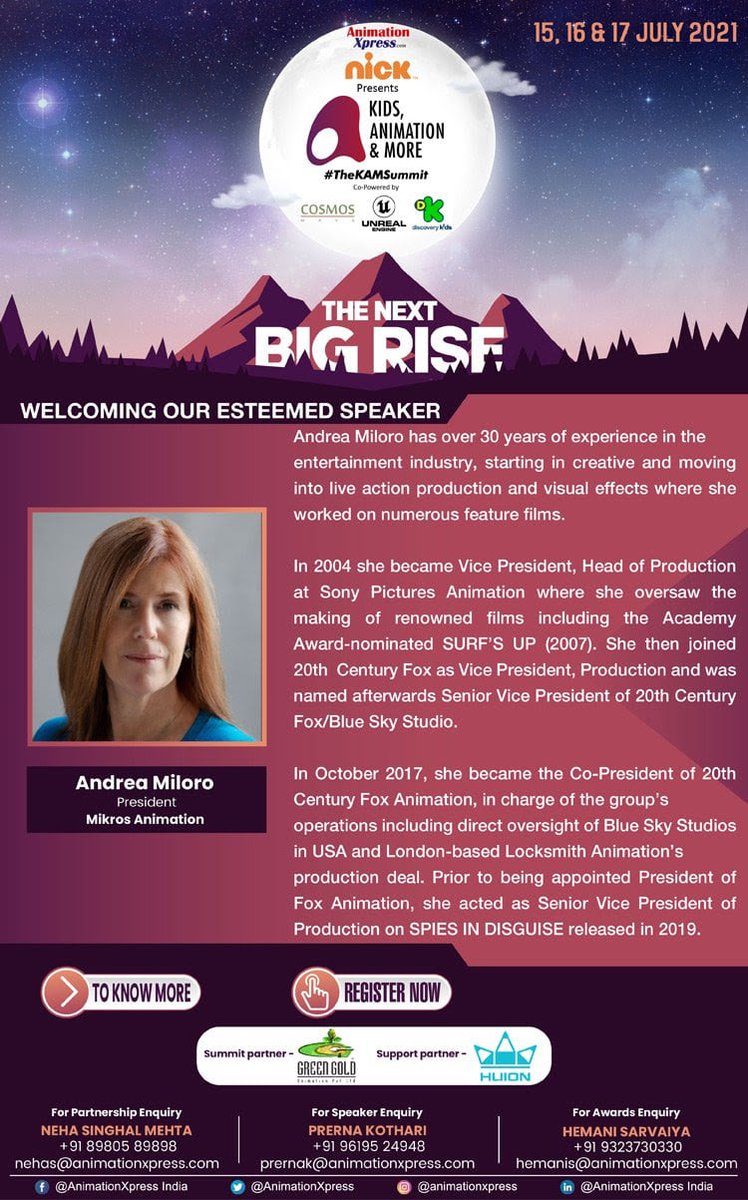 mikrosanimation's tweet photo. The #KAMSummit, organized by @AnimationXpress  starts today ! Don't miss at 6pm IST, the talk with Andrea Miloro, President of Mikros Animation and Biren Ghose, Country Head, #TechnicolorIndia, about the next big rise in India animation industry👉
 https://t.co/rMGbzAGsNL https://t.co/oDXoDt7Bng