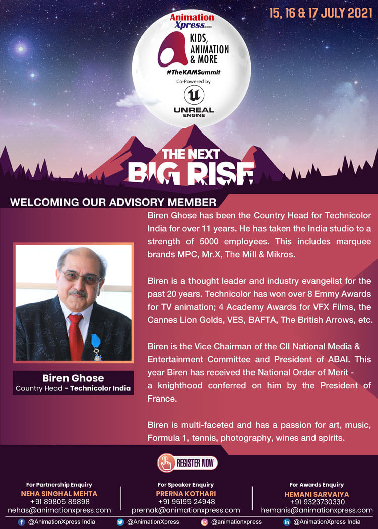 mikrosanimation's tweet photo. The #KAMSummit, organized by @AnimationXpress  starts today ! Don't miss at 6pm IST, the talk with Andrea Miloro, President of Mikros Animation and Biren Ghose, Country Head, #TechnicolorIndia, about the next big rise in India animation industry👉
 https://t.co/rMGbzAGsNL https://t.co/oDXoDt7Bng