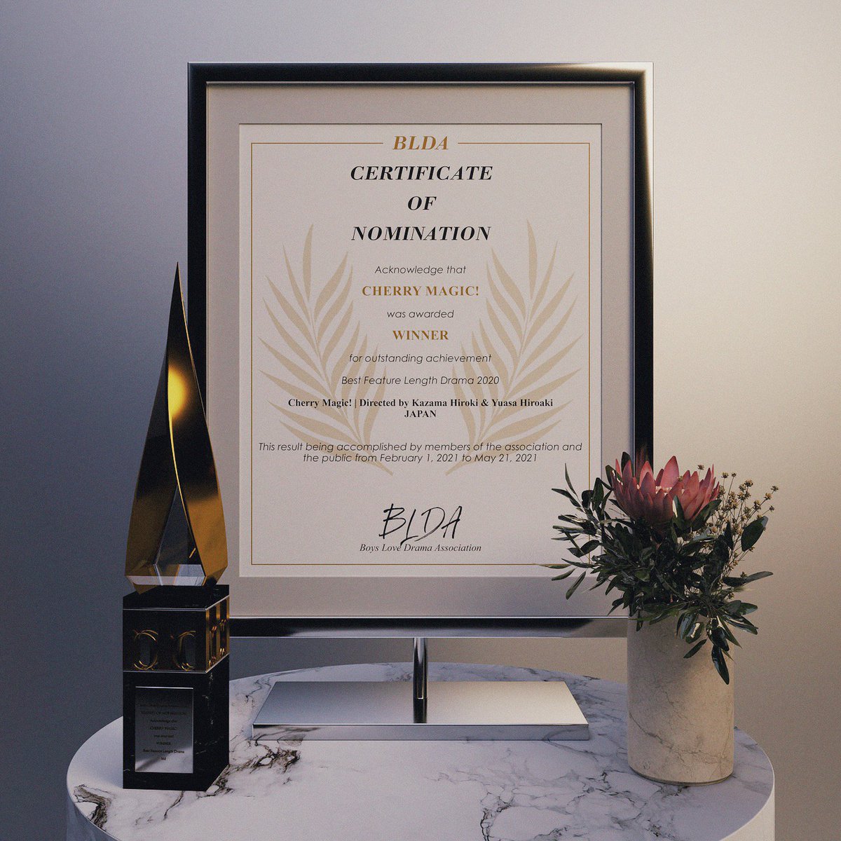 BLDawards's tweet photo. 🏆 We are pleased to congratulate that #CherryMagic @tx_cherimaho is our WINNER for #BestFeatureLengthDrama 2020!

Well done @BASIC_MACHIDA, @akasoeiji, #HirokiKazama &amp; @HiroYuasa! The BLD Association extend our regards on your well deserved achievement! ✨

#BLDA #BLDAwards2020 https://t.co/WN73oV7MoP