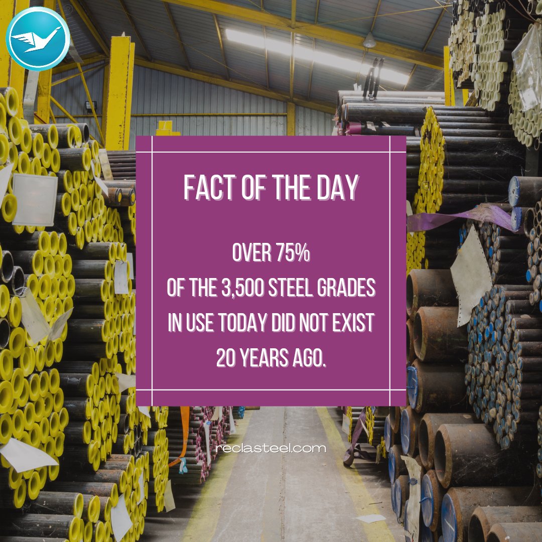 ReclaSteel's tweet image. Over 75%

of the 3,500 steel grades in use today did not exist 20 years ago.

#construction #architecture #design #civil #greenconstruction #engineer #house #work #constructionsite #carpentry #homeimprovement #tools #reclainternational #reclasteel #constructionworker #recla