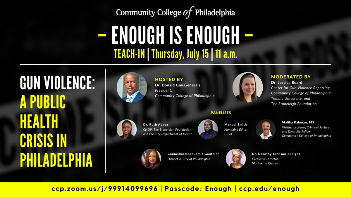 CCPedu's tweet image. Join our #EnoughisEnough session at 11 a.m. for a dialogue about evidence-based solutions to slow the rampant spread of gun violence. Panelists will discuss how changing the way the story of gun violence gets told—and by whom—can reduce violence overall. ccp.edu/enough