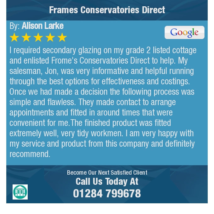 5 Star: Alison L. "I required secondary glazing on my grade 2 listed cottage and enlisted Frome's..." bit.ly/3wyQ7wB