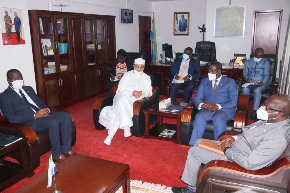 The Special Representative of the Secretary General and Head of United Nations Office for West Africa and the Sahel (UNOWAS), Mr. Annadif Khatir Mahamat Saleh pays courtesy call on the Minister of Foreign Affairs and International Cooperation, Professor David J. Francis.