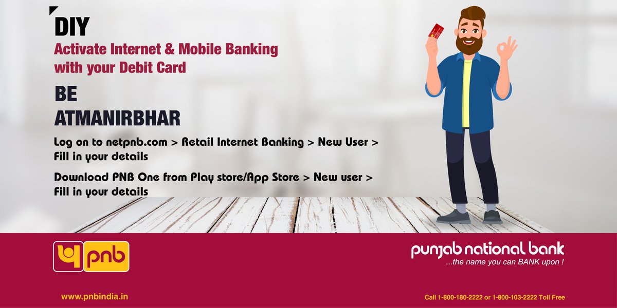 Self - sufficiency is the way to be. Register and activate your internet and mobile banking through your debit card and bank with ease.

#DigitalApnayen #PNBone