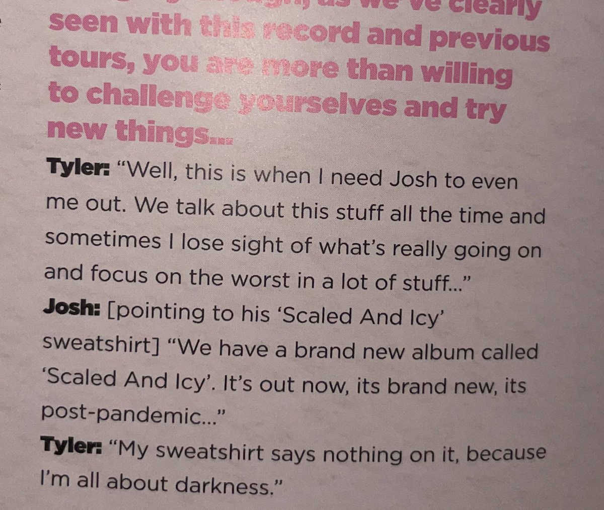 softestbandito's tweet photo. “my sweatshirt says nothing on it because I’m all about darkness😑” um  way to kill the mood tyler bestie😭 https://t.co/6LIfvviBfV