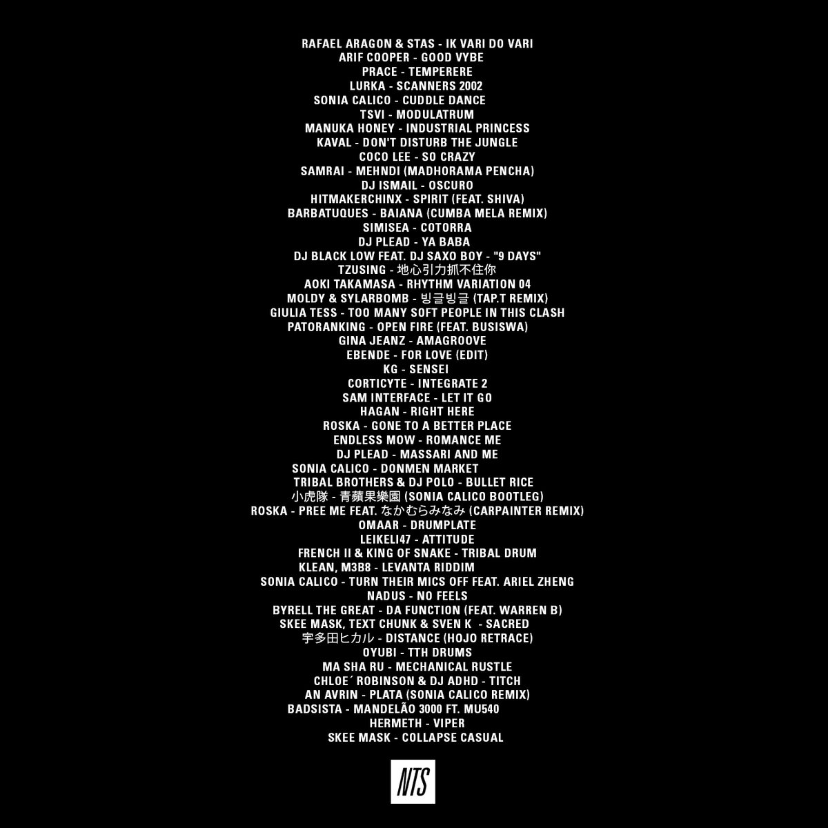 Raj Chaudhuri (@rajirags) on Twitter photo My latest <a href="/NTSlive/">NTS Radio</a> show. A 2 hour b2b with <a href="/Sonia_Calico/">Sonia Calico</a> recorded live in Taipei.
Dancehall, Taiwanese pop, K-pop, amapiano, UK Funky, baile funk, + sounds from Egypt, Ghana, Japan, Korea, and some unreleased cuts from @sam_interface, <a href="/sk33mask/">SKEE MASK</a>, <a href="/text_chunk/">T҉E҉X҉T҉ ҉ C҉H҉U҉N҉K҉</a> & <a href="/svenk666/">Alyx Vyvanse</a>. My latest <a href="/NTSlive/">NTS Radio</a> show. A 2 hour b2b with <a href="/Sonia_Calico/">Sonia Calico</a> recorded live in Taipei.
Dancehall, Taiwanese pop, K-pop, amapiano, UK Funky, baile funk, + sounds from Egypt, Ghana, Japan, Korea, and some unreleased cuts from @sam_interface, <a href="/sk33mask/">SKEE MASK</a>, <a href="/text_chunk/">T҉E҉X҉T҉ ҉ C҉H҉U҉N҉K҉</a> & <a href="/svenk666/">Alyx Vyvanse</a>.