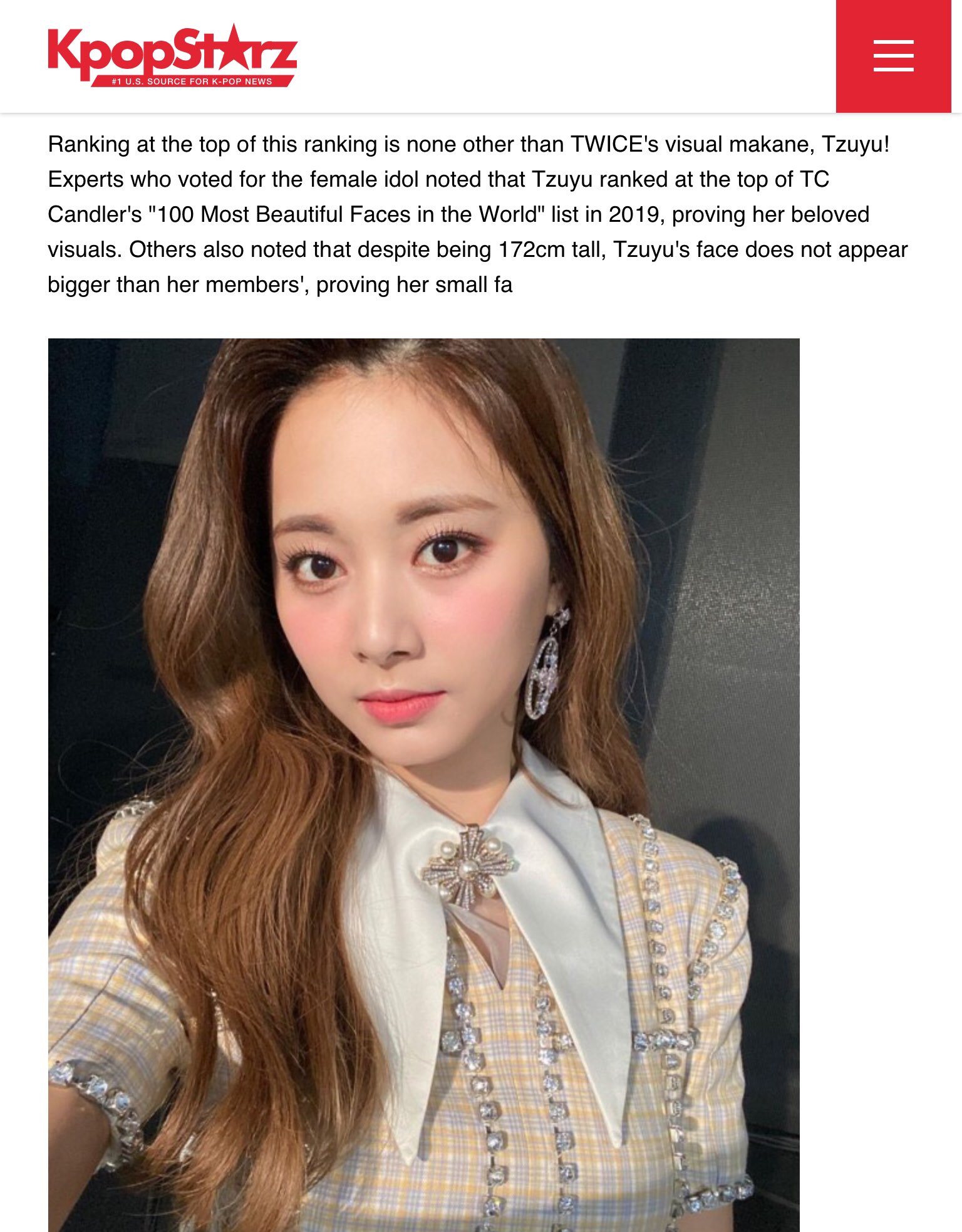 Tzuyu Print Media Kpop News Outlet Kpop Starz Released An Article Titled Japanese Girls Select The Most Beautiful Female K Pop Idols Tzuyu Ranked 1 In The Poll Conducted