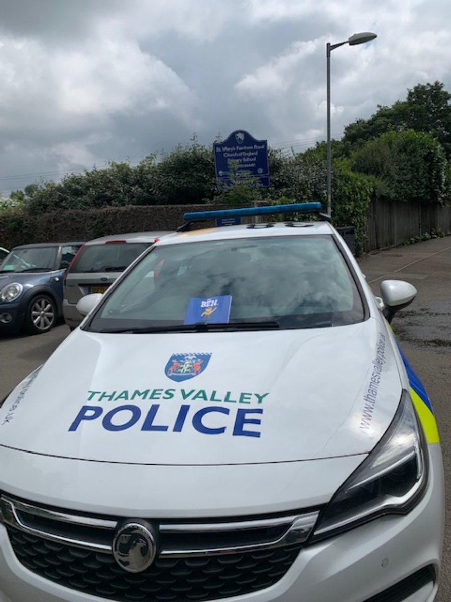 TVP_ChiltSBucks's tweet photo. On 13/7/21 we visited St Mary`s Church of England School, Farnham Royal to talk to Children about what police officers do to help people. We showed them our PC Ben book. At the end of the talk they all received a sticker and were given a copy of the book. #C9715 & #C9623 https://t.co/6aS7L8j08a