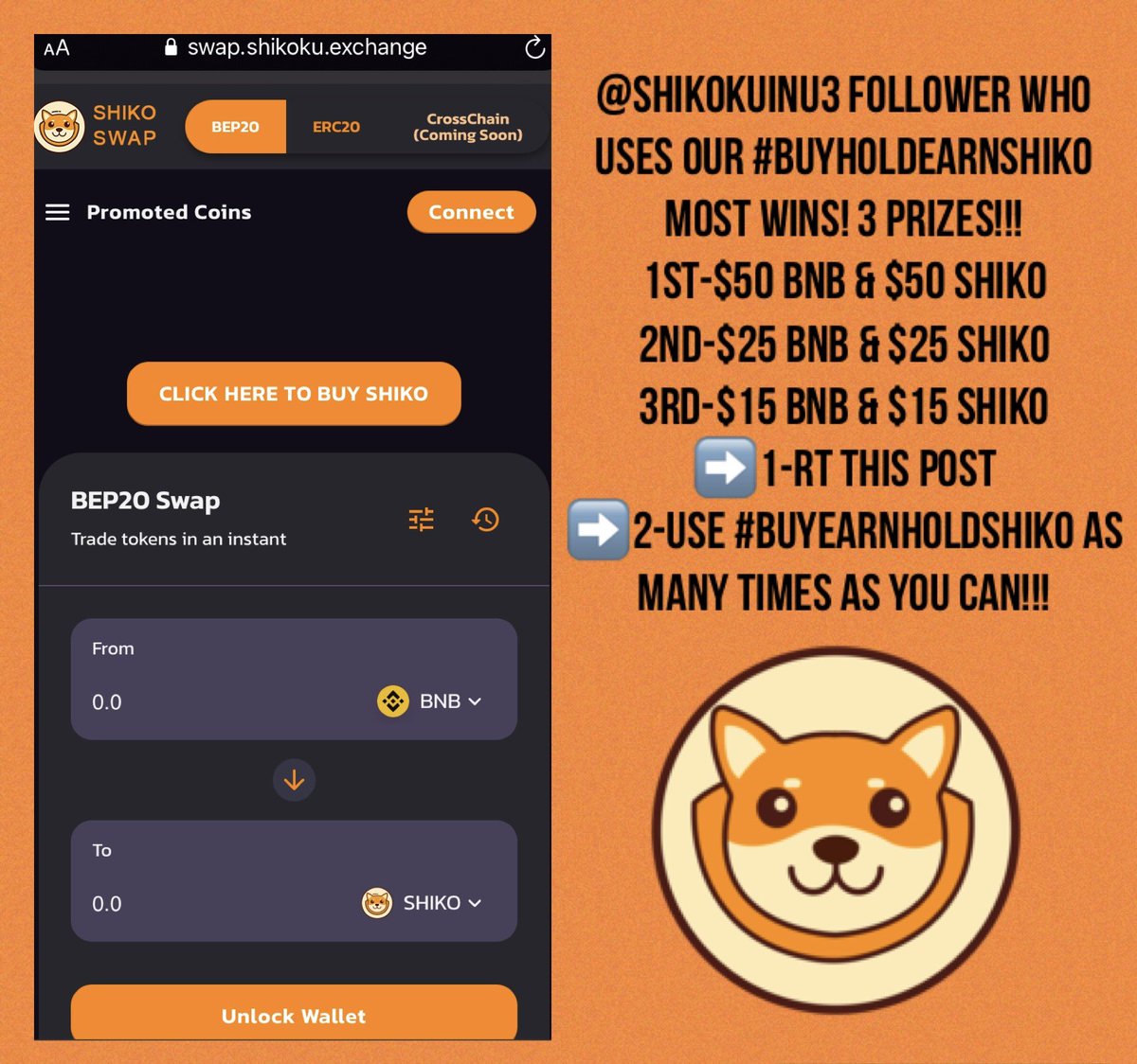 We want people to know about Shikoku Inu! The follower who uses #BUYHOLDEARNSHIKO the most wins! RT’s count! Giveaway ends 7-18!