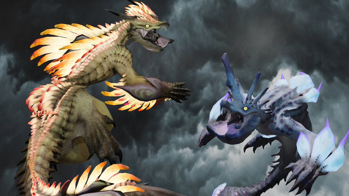 TheLavalad's tweet photo. Narwa and Ibushi render practice #MonsterHunter #MHRise https://t.co/oKXR1dUpv8