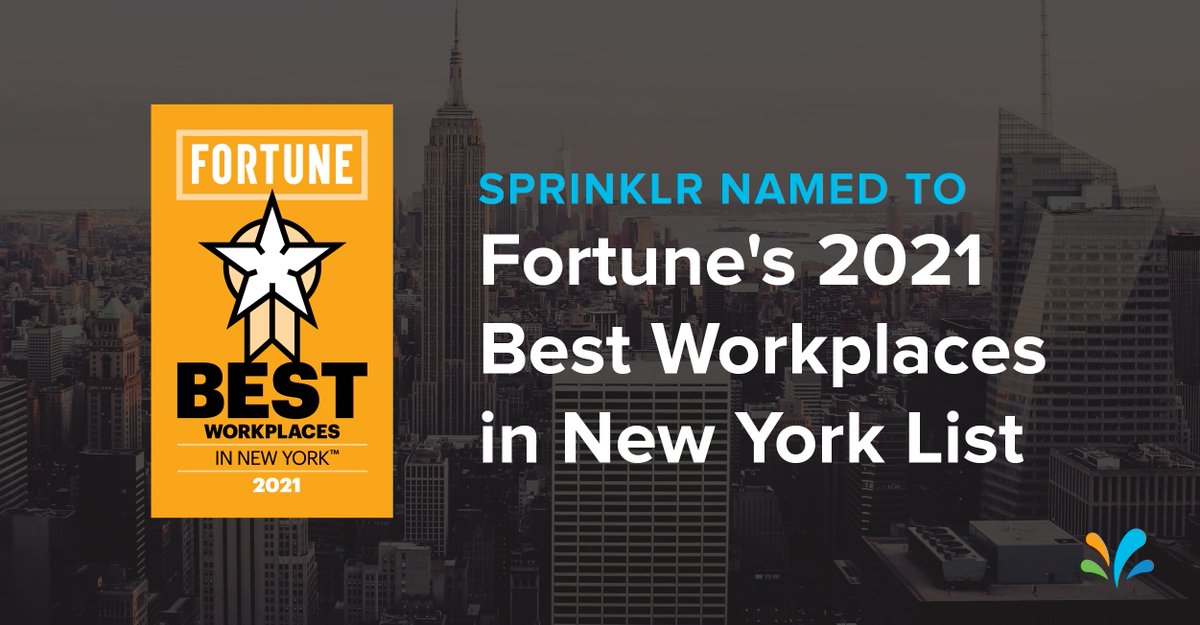 Sprinklr Named To Fortune's 2021 Best Workplaces In New York List