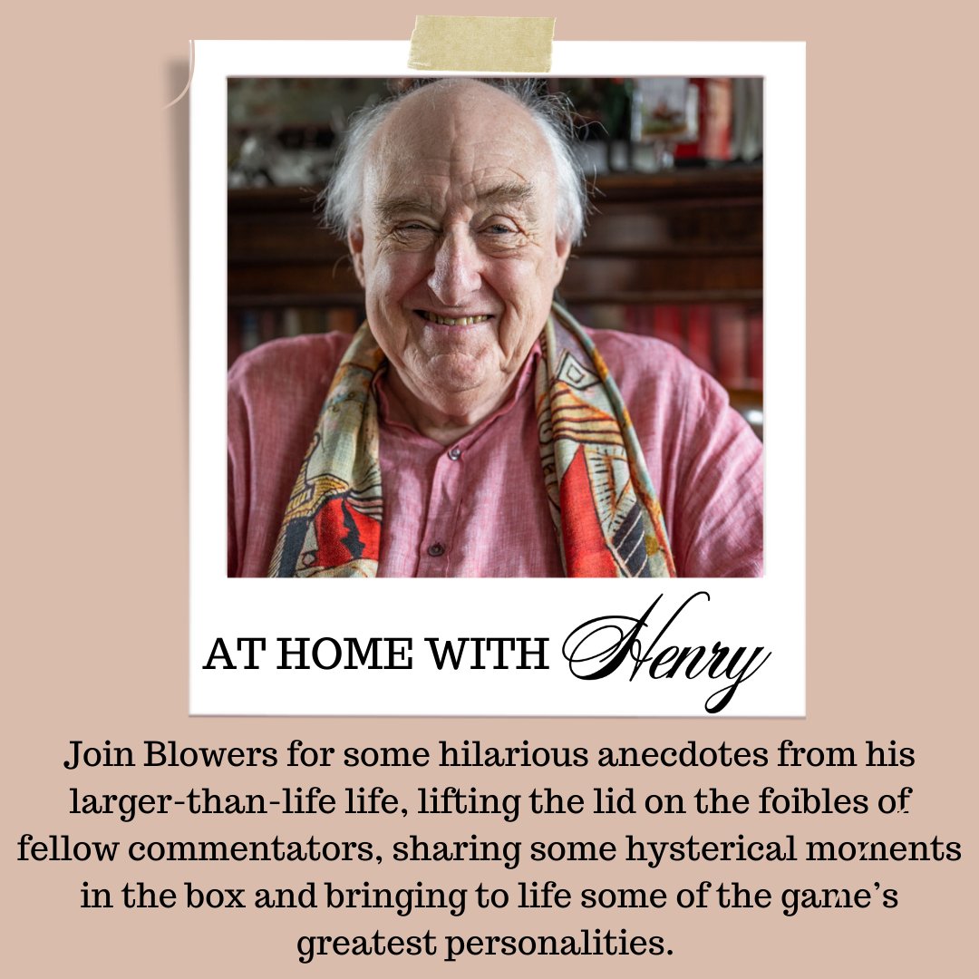SimonFielderPr1's tweet photo. Worried about going to the theatre?  Worry no more - book your tickets for 'At Home With Henry' the brilliantly funny online show with Henry Blofeld filmed in his home to watch in yours!  #AthomewithHenry https://t.co/TM3E8OV2Ku #cricket #cricketfans https://t.co/h07c9eB941