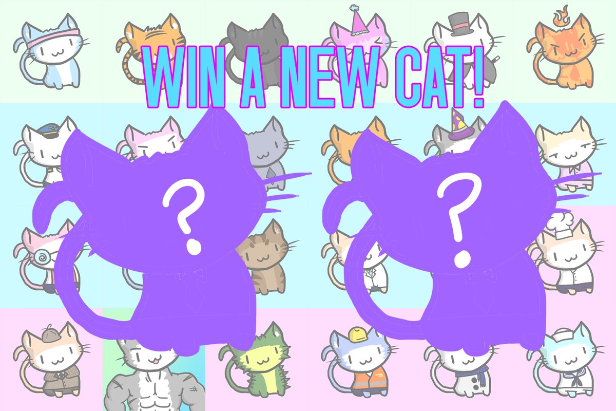 The 1st Cat Squad Giveaway!😻😻

2 Lucky Winners will each be sent a new upcoming cat!

Enter this giveaway ⬇️
   - Follow us <a href="/CatSquadNFT/">CatSquadNFT</a>
   - Retweet
   - Comment and tag a friend!

Winners will be chosen on 7/18/2021
#NFTGiveaway #NFT #NFTCommunity