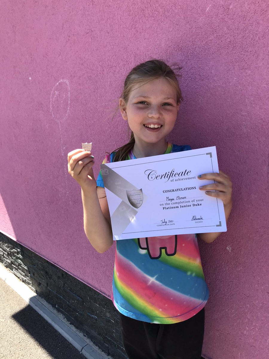 PentrerGraig's tweet photo. One of our lovely Year 6 Leavers has completed her Platinum Junior Duke. Congratulations! #miniduke  #juniorduke #year6leavers https://t.co/j5MLZMAgH8