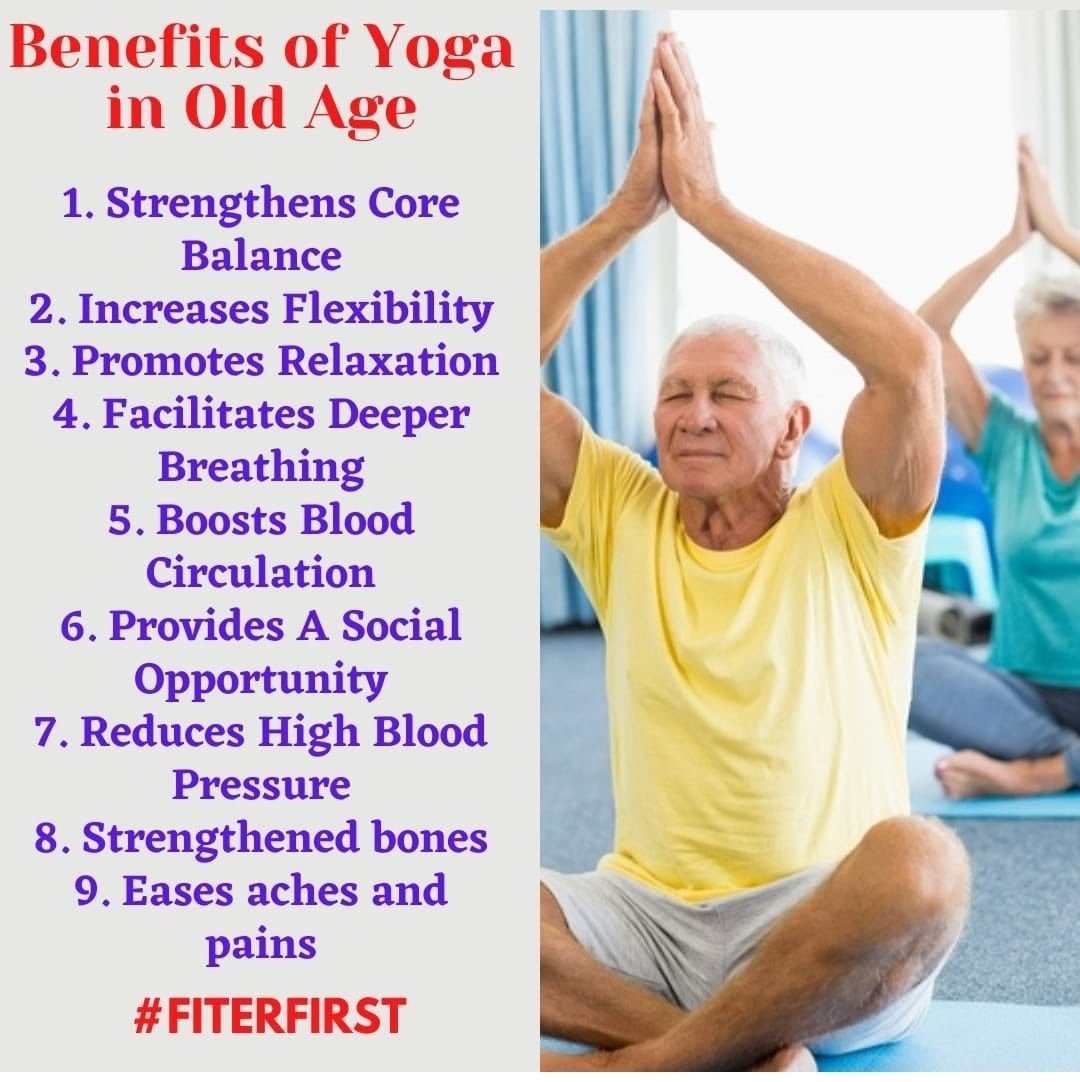 FiterFirst's tweet photo. Yoga for seniors can help prevent the onset of osteoporosis, which causes bones to become brittle or weak. Reduced stress. Improved sleeping habits. 
.
.
#fiterfirst #yoga #oldage #old #love #elderly #seniorcare #life #family #seniorliving #oldman #healthcare #health #care #age https://t.co/GtMTuxvGag