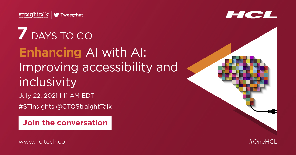 Mark your calendars for #STinsights from industry experts on how #AI can be used to make digital services accessible to all. Join our #Tweetchat “Enhancing AI with AI: Improving accessibility and inclusivity” on July 22 at 11 AM EDT.  Mark your calendars: bit.ly/3qPH6xQ