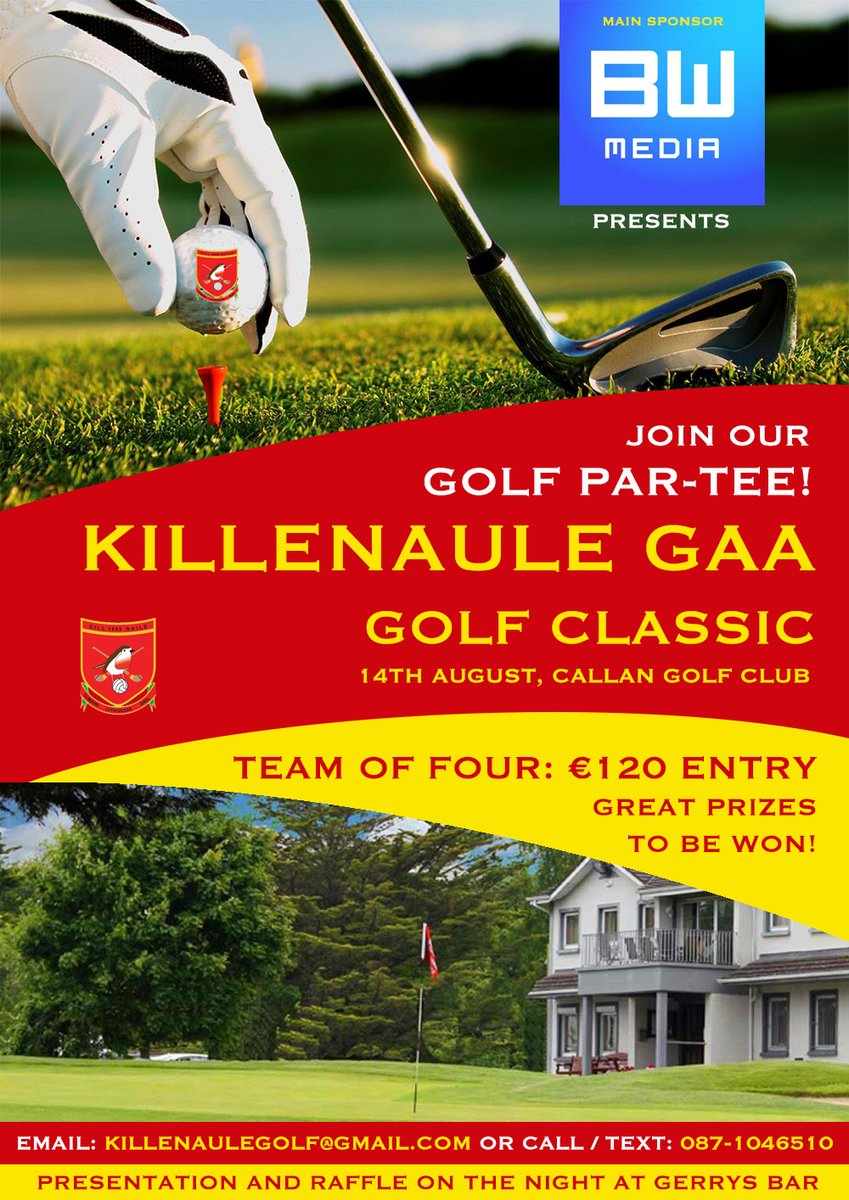 ⛳️Our Golf Classic is back!Details attached, hope you can join us! Big thanks to <a href="/paulcollinstipp/">Paul Collins</a> &amp; <a href="/ballywiremedia/">ballywire</a> our main sponsor.  As you'll see on ballywiremedia.ie the quality of their video work speaks for itself, for any businesses out their needing video content.👍