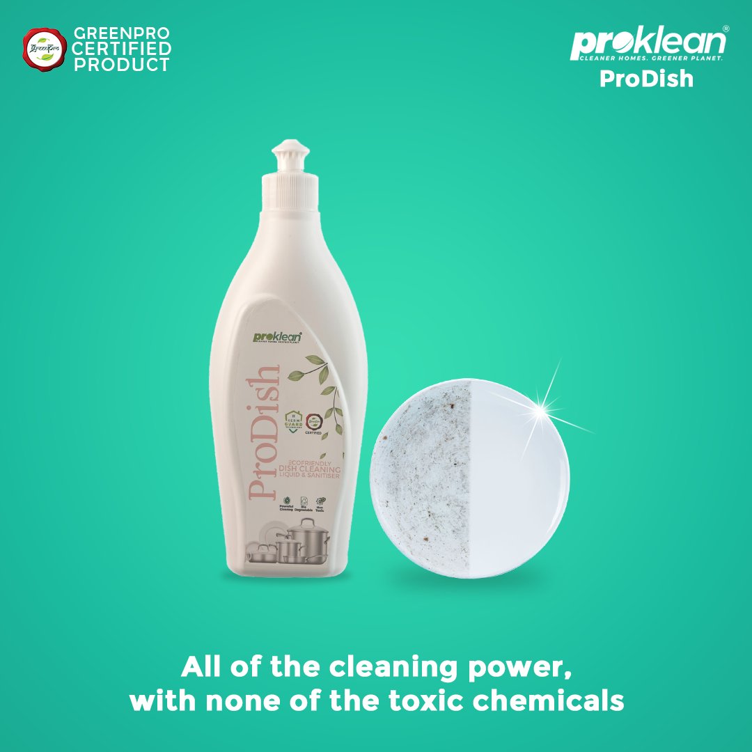 ProkleanT's tweet photo. When we say clean, we mean CLEAN. Our dishwashing liquid Prodish is 100% biodegradable, meaning no harmful residue is left behind after washing the dishes. Enjoy sparkling clean dishes with ProDish.

#ProDish #DishLiquid #Sanitizer #Proklean #ecofriendly  #madeinindia https://t.co/BiJIHNQ8OM
