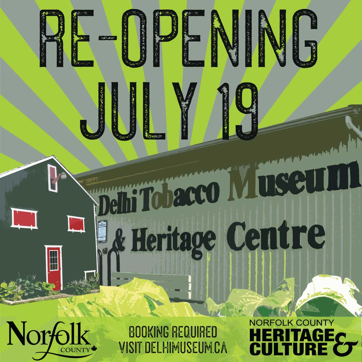 We’re happy to announce the reopening of the Delhi Tobacco Museum &amp; Heritage Centre! Opens hours are Mondays and Tuesdays from 10 to 4 PM. Schedule your visit through this link bit.ly/3xHbxsL