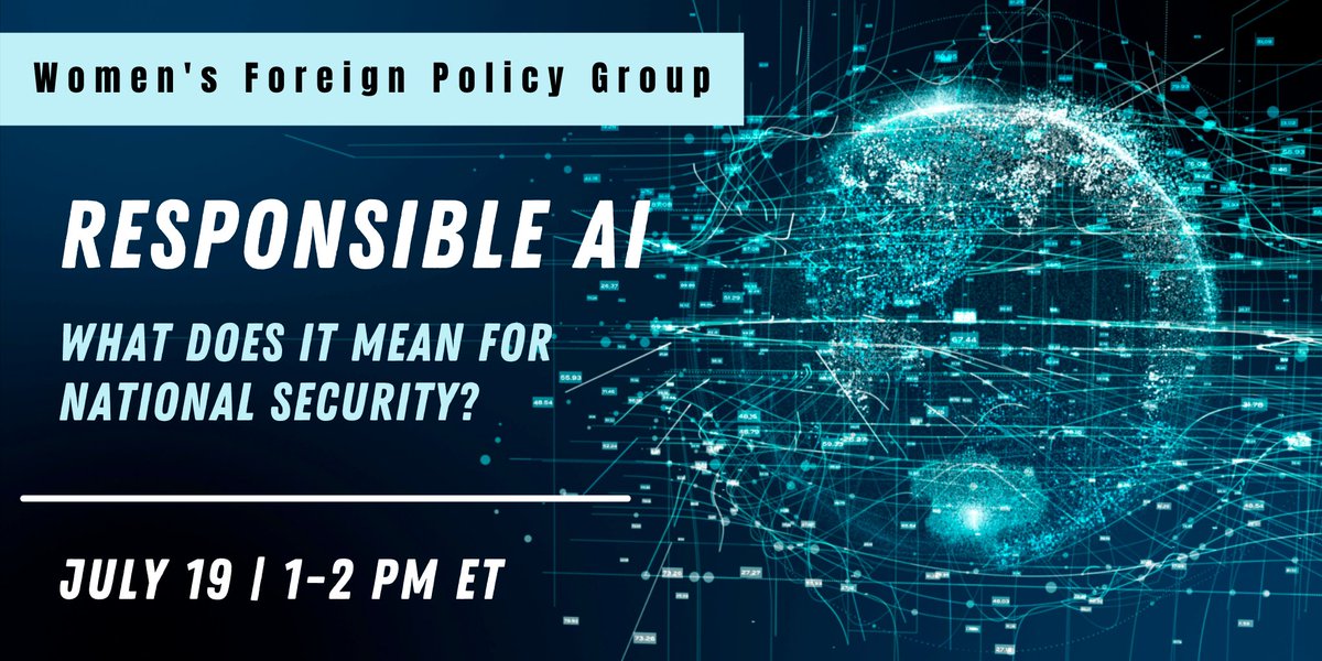 wfpg's tweet photo. How has #AI affected our economy and security? Join us July 19 to hear José-Marie Griffiths #NSCAI, Haniyeh Mahmoudian, DataRobot AI Ethicist Haniyeh Mahmoudian & fmr DoD JAIC Acting Deputy Director. Register: https://t.co/5nHq2XQ3in #ForeignPolicyTech https://t.co/S7Kz04tbWE