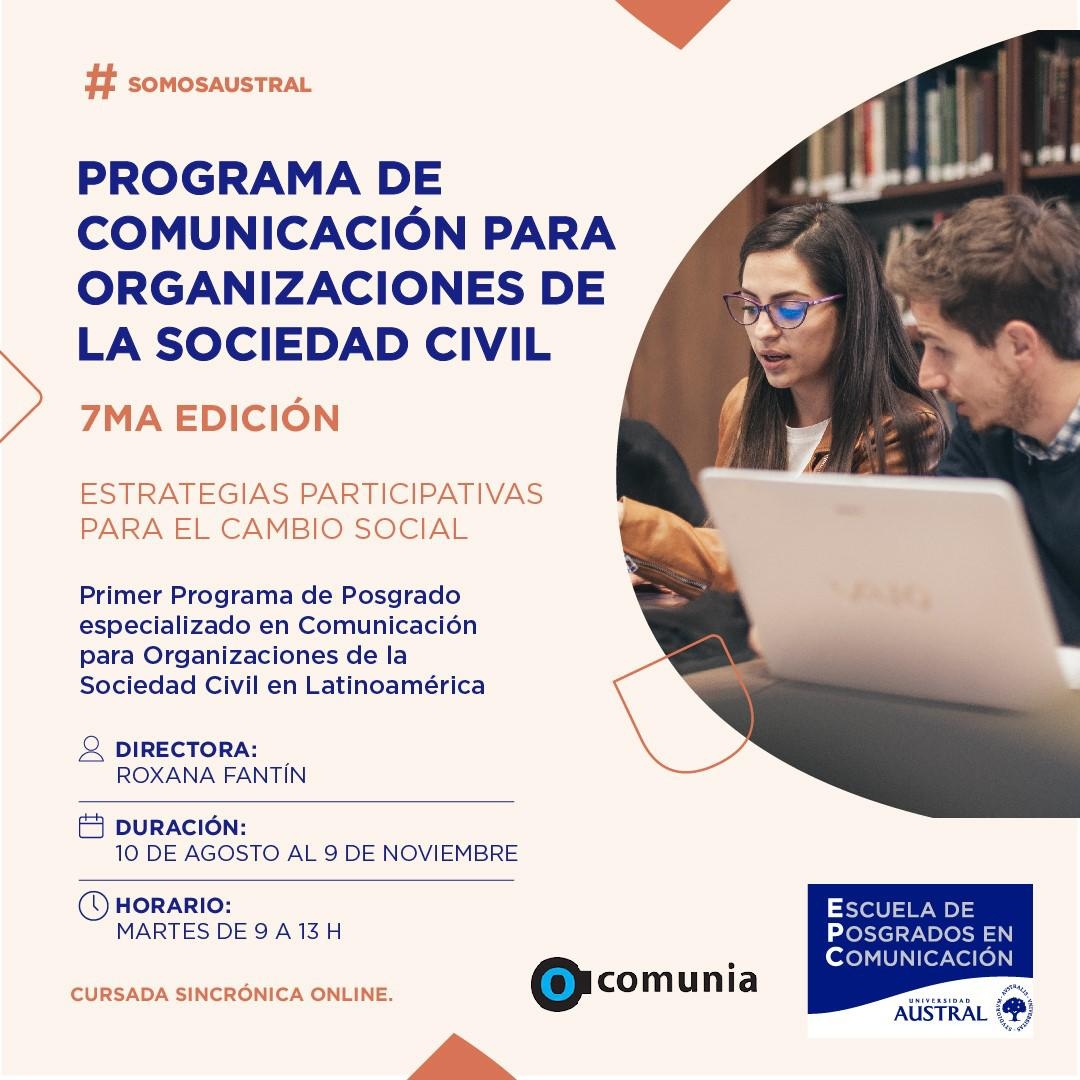 CeroaDerecha's tweet photo. ¡Un año más y un año más participando del Programa de Comunicación para las Organizaciones de la Sociedad Civil!

Más información: https://t.co/qMt7uTObV1  
email: eseijas@austral.edu.ar  
Whatsapp 1167380902 
INICIO: 10/8 100% virtual

#ONG #OSC #Posgrado #COSC https://t.co/CwhKOOJjuC